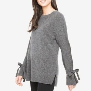 Zara Charcoal Gray Sweater with Bow Accents